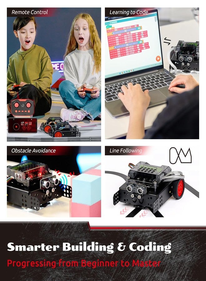 B07NF4Y599 مجموعة WhalesBot Rocky الذكية لبرمجة السيارات الروبوتية والتحكم عن بعد للأطفال من 8 إلى 16 عامًا، STEM، برمجة معيارية/سكراتش/بايثون/سي، مجموعة ألعاب تعليمية هندسية علمية - Image 2